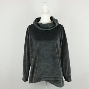 Soft Surroundings Women's Medium Gray Velour Cowl Neck Tulip Hem Sweater